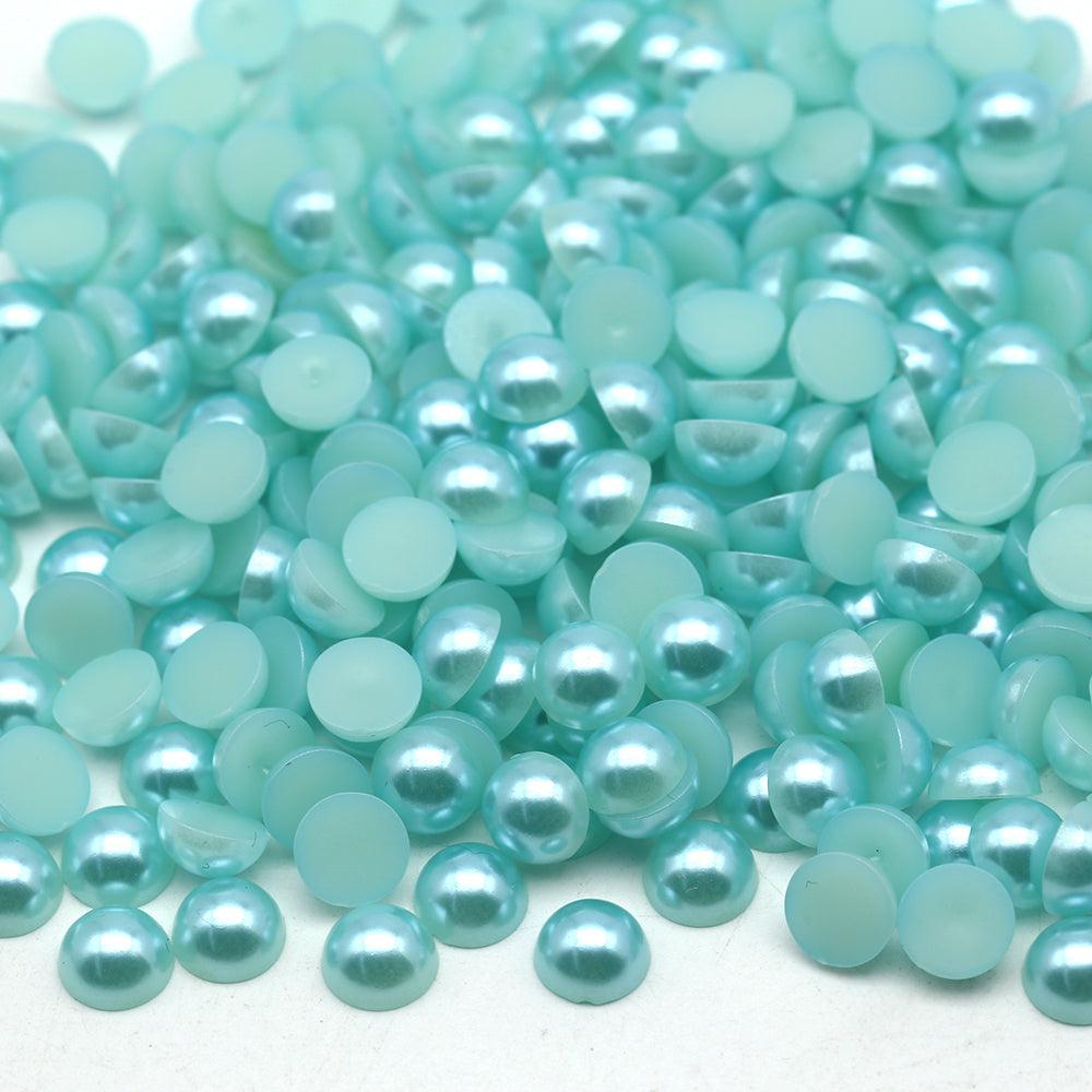 Green and Blue Pearl Mix, Flatback Pearls and Rhinestone Mix, Sizes Range  3MM-10MM, Flatback Jelly Resin, Faux Pearls Mix, Mixed Sizes
